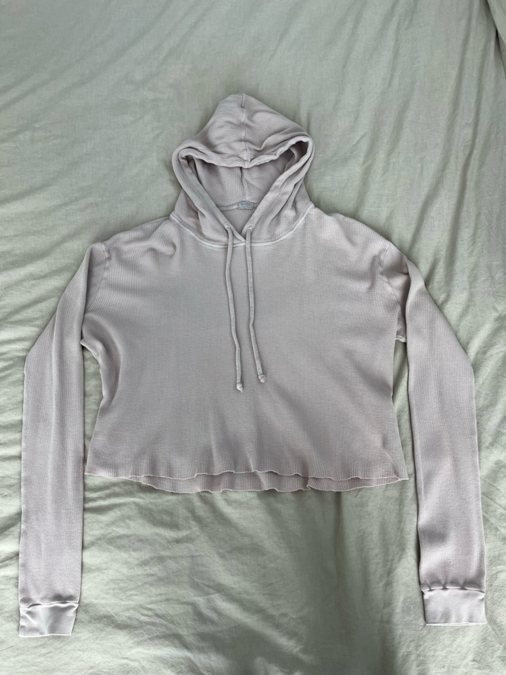 John Galt / Brandy Melville Pale Pink Cropped Waffle Hoodie